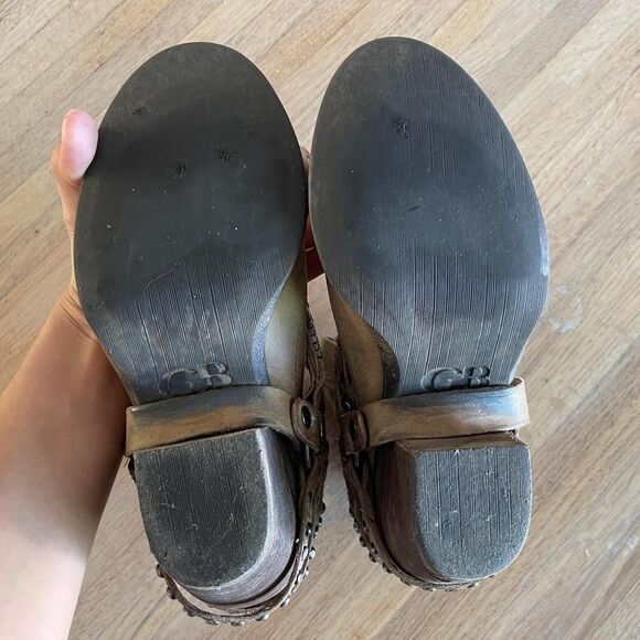 Gianni Bini Tan Leather Harness Cowboy Ankle Boots Studded Western Booties 6.5 - Picture 6 of 8